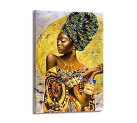 Quadro Moderno Stampa su Tela Donna Africana African Beauty Yellow Edition Canvas Dimensione 90x60x2cm