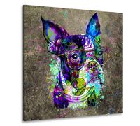 Quadro moderno stampa su tela Graffiti Pop Art Bulldog Francese Abstract Style canvas Dimensione 80x80x2cm
