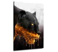 Quadro Moderno Stampa su Tela Pantera Nera Gold Style Canvas Dimensione 60x40x2cm