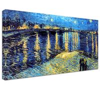 Quadro Moderno Van Gogh Notte Rodano L120 Arredo Arte Stampa su Tela Arredamento