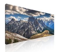 Quadro Montagne, Paesaggio Alpino XXL, Decorazione da Parete per Soggiorno, Viste Mozzafiato sulle Montagne, 80x30 cm