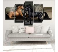 Quadro Multipannello - 5 Pannelli - Quadro Su Tela, Stampa Artistica, Moderno Canvas, Xxl, 5 Parti, Animale Cavallo 200×100 Cm Ufficio/Hotel/Ristorante/Foto/Poster/Murales Wall Art -0U9N/J7U