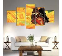 Quadro Multipannello - 5 Pannelli - Quadro Su Tela, Stampa Artistica, Moderno Canvas, Xxl, 5 Parti, Fiori E Farfalle 100×55 Cm Ufficio/Hotel/Ristorante/Foto/Poster/Murales Wall Art -4C7D+C3I