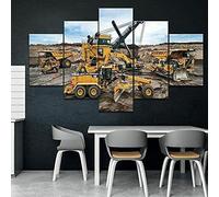 Quadro Multipannello - 5 Pannelli - Quadro Su Tela, Stampa Artistica, Moderno Canvas, Xxl, 5 Parti, Gru Per Camion Da Cantiere 150 X 80 Cm Ufficio/Hotel/Ristorante/Foto/Poster/Murales W-3I0G9H4M9G4I5Y
