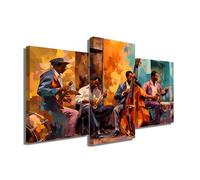 Quadro musicista jazz - Decorazione murale trittico - Stampa su tela Musica - Quadro in tre parti - Tela astratta di grande formato, decorazione da parete dal design moderno (60 x 40 cm +2 x 40 x 30