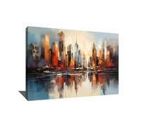 Quadro New York Astratto Decorazione Murale Art Deco Decorazione Della Parete Contemporanea Stampa Su Tela Città New York Tela Pittura Città Idea Regalo Camera Adolescente (60x40cm)