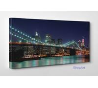 Quadro New York Ponte di Brooklyn Stampa su Tela Cotone Vernice Pennellate