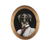 Quadro ovale con ritratto di cane 53×64 cm