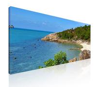 Quadro paesaggio marino moderno, quadro grande per soggiorno Hidden Bay a Koh Samui con Acque Cristalline stampa su tela, intelaiato pronto da appendere seal18-200x80 cm