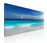 Quadro paesaggio moderno XXL mare, quadro grande soggiorno Onde Turchesi su Spiaggia di Sabbia stampa su tela, intelaiato pronto da appendere seal1-150x60 cm