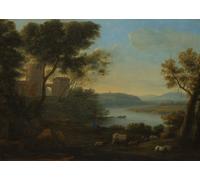 Quadro paesaggio sereno scena pastorale classica Nat classica