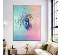 Quadro Palla Da Discoteca Frammenti Soggiorno 80x120cm Decorazioni da Parete Quadri, Senza Cornice Stampe Su Tela Camera Letto, Retrò Poster Stampe Casa Moderni - Rosa Verde