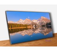 Quadro Pannello in Legno Stampa Paesaggio di Montagna e Lago Vernice Pennellate