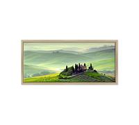 QUADRO PANORAMICO SU TELA CANVAS INTELAIATO - CON CORNICE - Toscana - Colline del Chianti - 40x100cm - Stile Moderno Legno Naturale - (cod.276)