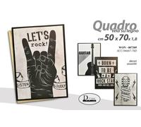 QUADRO PARETE TELA STAMPA SU LEGNO CASA UFFICIO NEGOZIO MUSICA ROCK 5070 CM