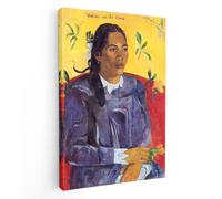Quadro - Paul Gauguin Canvas - Donna con un fiore - Telaio in legno