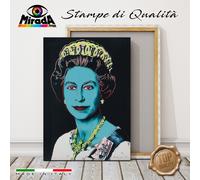 QUADRO POP ART QUEEN ELIZABETH II STAMPA TELA CANVAS Elisabetta II Regina TOP