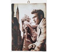 Quadro Quadretto Stile Vintage Marilyn Monroe & James Dean Stampa su Legno 40x30 cm.
