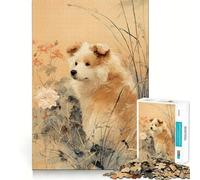 Quadro raffigurante un cane in un prato - Puzzle da 1000 pezzi per adulti - Gioco stimolante per la mente - Antistress - Decorazione murale con ritagli precisi (50x75cm)