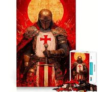 Quadro raffigurante un cavaliere templare, puzzle da 1000 pezzi per ragazzi, gioco per esercitare la mente, momento di condivisione, taglio di precisione, pezzo da collezione 50x75cm
