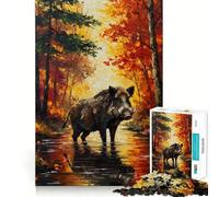 Quadro raffigurante un cinghiale in una foresta autunnale,puzzle da 1000 pezzi per adulti,gioco di concentrazione mentale,qualità premium,taglio laser,divertimento serale in famiglia (38x52cm)