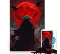 Quadro raffigurante un samurai con corvi e luna rossa - Puzzle difficile per adulti da 1000 pezzi - Gioco di logica semplice e divertente - Taglio di precisione - Regalo di Natale (38x26cm)