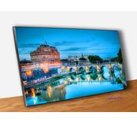 Quadro Roma Castel Sant'Angelo e Tevere Stampa su Tavola mdf Vernice Pennello