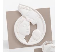 Quadro sacro, Sacra Famiglia, base in legno ed immagine resina e polvere di marmo, 23x23 cm immagine sacra, appeso o appoggiato