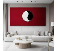 Quadro Semplicità del simbolo del Tai Chi Arte Murale Arte Murale Vintage su Tela per Camera da Letto Bagno 90L x45l cm Senza Cornice Rosso Nero E Bianco