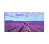 Quadro Stampa su Tela con Telaio in Legno campo di lavanda