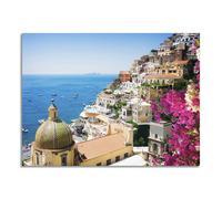 Quadro stampa su tela con vernice effetto dipinto - panorama costiera amalfitana