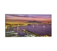 Quadro stampa su tela con vernice effetto dipinto - panorama napoli vesuvio