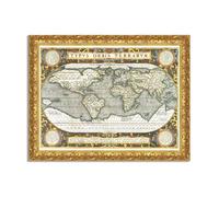 Quadro stampa su tela effetto dipinto con cornice in legno oro - mappe antiche