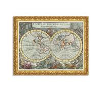 Quadro stampa su tela effetto dipinto con cornice in legno oro - mappe antiche