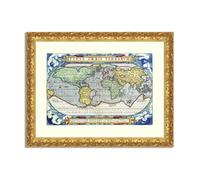 Quadro stampa su tela effetto dipinto con cornice in legno oro - mappe antiche