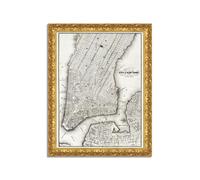 Quadro stampa su tela effetto dipinto con cornice in legno oro - mappe antiche