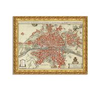 Quadro stampa su tela effetto dipinto con cornice in legno oro - mappe antiche