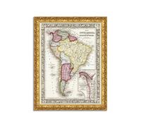 Quadro stampa su tela effetto dipinto con cornice in legno oro - mappe antiche
