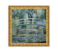 Quadro stampa su tela effetto dipinto con cornice oro Monet - Water Lilies