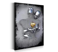 Quadro Stampa su Tela Figura Astratta in Metallo 3D Two Lovers Cuore Canvas Dimensione 90x60x2cm