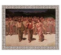 Quadro Stampa su Tela Giuseppe Pellizza da Volpedo Il Quarto Stato (Detail) con Cornice in Legno Argento Classico Misura 113x88 CM