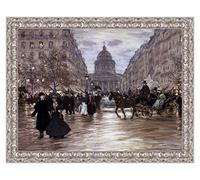 Quadro Stampa su Tela Jean Francois Raffaelli Le Boulevard Saint Michel con Cornice in Legno Argento Classico Misura 93x73 CM