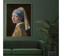 Quadro stampa su tela Ragazza col turbante Johannes Jan Vermeer con cornice oro