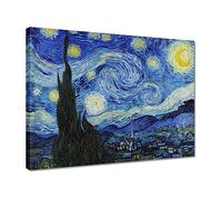 Quadro stampato su tela Wall Art Decor 40x30cm Notte stellata Van Gogh No. H5351M_PC1A