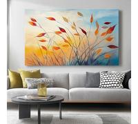 Quadro Stampe su Tela di Arte Stile Pittura a Olio Piante Poster da Parete Estetica per Camera da Letto Soggiorno 60L x40l cm Canvas Decorazione Murale Blu arancione