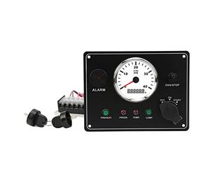 Quadro Strumenti per Barca con Contagiri Multifunzione Motori 4000 Giri/min Stop Start ON OFF Allarme Temperatura Acqua IP67 Impermeabile (12V)