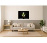 Quadro su lampadina con pianta di dentro Tela 80x120, Stampe professionali da Parete, Quadro moderno adatto per ambienti come salone, soggiorno, camera da letto, salone, b&b ecc.