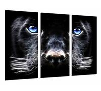 Quadro Su Legno, Animale della pantera, occhi blu, 97 x 62cm, Stampa in qualita fotografica. Ref. 26666
