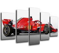 Quadro Su Legno, Auto Formula 1, Ferrari F1 SF71-H, Ferrari F1 2018, Sebastian Vettel, Kimi Raikkonen, 165 x 62cm, Stampa in qualita fotografica. Ref. 27113
