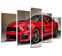 Quadro su Legno, Auto Mustang Rossa, 165 x 62cm, Stampa in qualita Fotografica. Ref. 26331